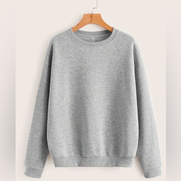 SHEIN Sweaters - NEW| SHEIN Women’s Round Neck Grey Thermal Lined Long Sleeve Sweatshirt